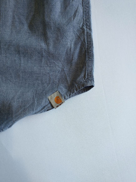 Carhartt | Men's Blue Chambray Short Sleeve Work Shirt Relaxed Fit | L TALL - Picture 2 of 5